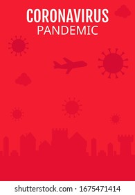 coronavirus covid-19 se difunde en muchos países con aviones y edificios y la ilustración pandémica de virus o bacterias vectoriales en estilo plano 