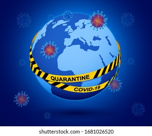 Coronavirus Covid-19, staying at home with self-quarantine to help slow outbreak and protect virus spread. Save the Planet from coronavirus.