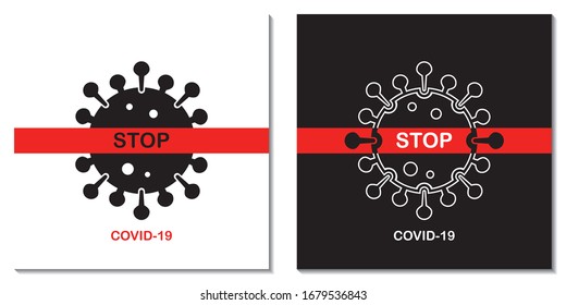 Coronavirus COVID-19 STOP pandemic logo vector illustration