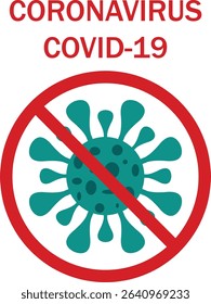 Coronavirus COVID-19 stop sign illustration. Medical awareness symbol to prevent virus spread. Perfect for health posters, infographics, and public safety campaigns.