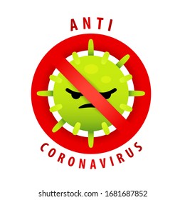 Coronavirus o COVID-19 y detener los símbolos sobre fondo blanco.Detener COVID-19. Anti-Coronavirus