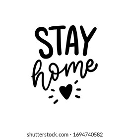 Coronavirus Covid-19 typography slogan stay home in quarantine. Motivational phrases in pandemic time. 