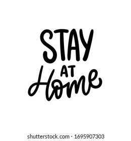 Coronavirus Covid-19 typography slogan stay home in quarantine. Motivational phrases in pandemic time. 