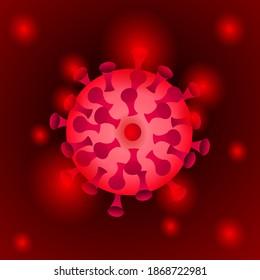 Coronavirus Covid-19 under microscope vector illustration.