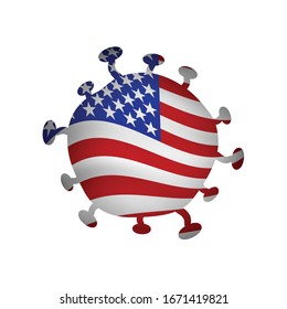 Coronavirus, Covid-19 with USA flag vector, Disease crisis.