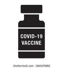 Coronavirus COVID-19 botella de vacuna icono de vector plano para aplicaciones médicas y sitios web