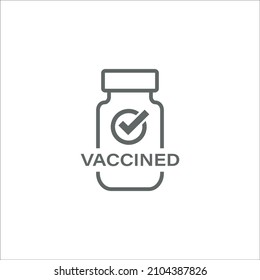 Coronavirus COVID-19 vaccine bottle line art vector icon for medical app and website, EPS 10 format.