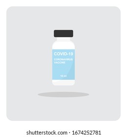 Coronavirus (COVID-19) Vaccine, Medicine bottle for injection, Vector design of flat icon.