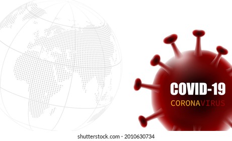 Coronavirus covid-19 variant mutation virus cell medical on white background and Globe, Vector illustration