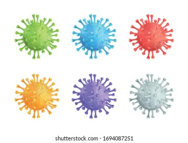 Coronavirus Covid-19 Vector 3d Illustration Colorful Set