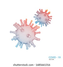Coronavirus COVID-19 . Vector 3d virus model on a white background .Biotechnology, biochemistry, genetics and medicine concept.	