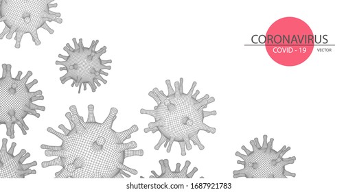 Coronavirus COVID-19 . Vector 3d virus model on a white background .Biotechnology, biochemistry, genetics and medicine concept.