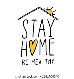 Coronavirus, Covid-19 vector hand drawn infographics poster, Stay Home , stay healthy. Pandemic protection Lettering poster, calligraphy