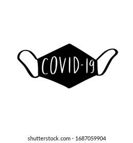 Coronavirus, Covid-19 vector hand drawn medical mask with quote,  , be healthy etc. Pandemic protection Lettering poster, calligraphy. Quarantine slogans