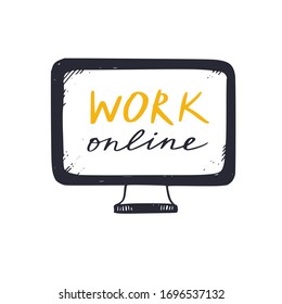 Coronavirus, Covid-19 vector hand drawn quotes set, Work from home , work online. Pandemic protection Lettering poster, calligraphy. Quarantine positive slogans