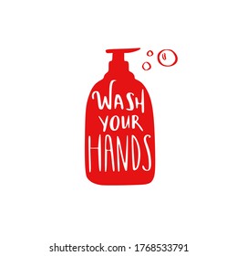 Coronavirus, Covid-19 vector hand drawn quote wash you hands, be healthy etc. Pandemic protection Lettering poster, calligraphy. Quarantine slogans