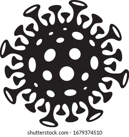 Coronavirus COVID-19 vector icon. Black on white symbol.