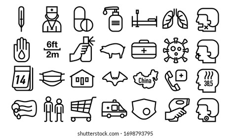 Coronavirus COVID-19 Vector Icons Set