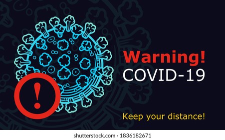 Coronavirus COVID-19 vector illustration on the dark background.