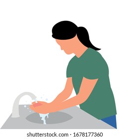Coronavirus, covid-19. Vector illustration people washing hands. Wash hands. Soap. Washing hands with soap. Virus prevention. Global epidemic, pandemic, disease. Banner, website, flyer, social media