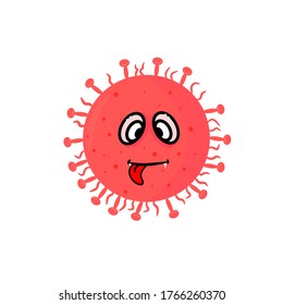 Ilustración vectorial de Coronavirus (covid-19). Stop Novel coronavirus (2019-nCoV). Expresión de dibujos animados de virus o bacterias. Concepto de cuarentena del coronavirus. Pandemia del coronavirus SARS-CoV-2 2020