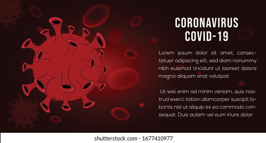 Coronavirus (Covid-19) Vector illustrations in Redbackground,banner design, Web Banner, Facebook Cover.