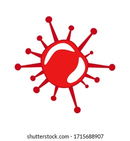 Virus rojo vector Coronavirus COVID-19. bacteria.  Aislado en la imagen de icono plana del vector blanco. icono es lindo