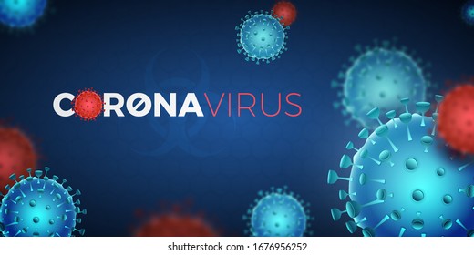 Coronavirus. Virus. Moléculas abstractas vectoriales 3d sobre fondo azul. 