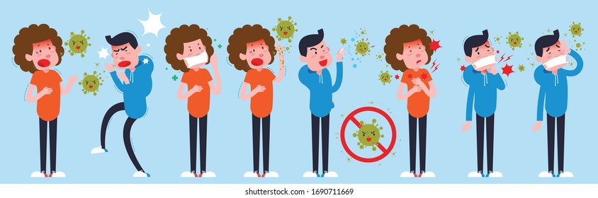 Coronavirus (COVID-19) Virus prevention concept, Infographics, Cartoon, vector illustration.