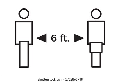 Coronavirus COVID-19 Virus Social Distance. Stay Six Feet Apart. Flat Icon Vector Illustration