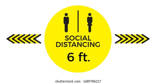 Coronavirus COVID-19 Virus Social Distancing Concept. Stay Six Feet Apart. Flat Icon Vector Illustration