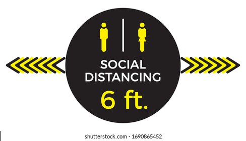 Coronavirus COVID-19 Virus Social Distancing Concept. Stay Six Feet Apart. Flat Icon Vector Illustration