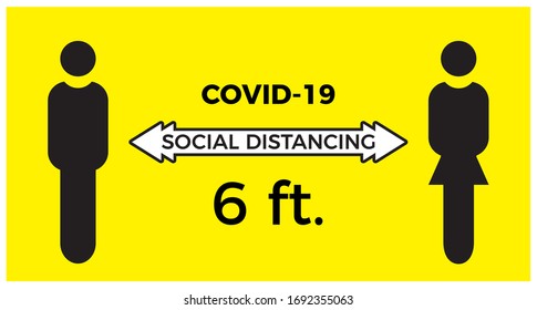 Coronavirus COVID-19 Virus Social Distancing Concept. Stay Six Feet Apart. Flat Icon Vector Illustration