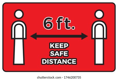 Coronavirus COVID-19 virus social distancing concept. Two human icon Stay six feet apart. Flat vector illustration