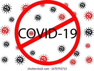 Coronavirus COVID-19 virus symbol. Novel coronavirus outbreak. Global pandemic alert. Covid-19 outbreak. Isolated vector illustration. Novel corona virus disease COVID-19, 2019-nCoV, MERS-Cov. 