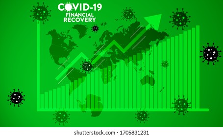 Coronavirus COVID-19  World Financial Recovery Background With Bars