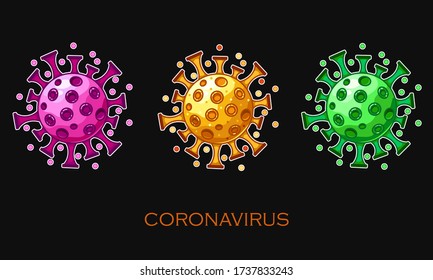 Coronavirus Covid-2019 Cell Icon. Dangerous virus vector illustration collection