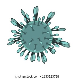 Coronavirus COVID-2019. Concept resposible for asian flu outbreak and coronaviruses influenza pandemic. Virus or bacterium. Flat cartoon style. For motivational posters. Pneumonia quarantine