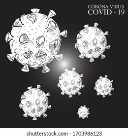 Coronavirus COVID-9 vectors disease design artwork lineart invert