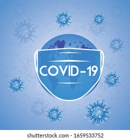 Coronavirus COVIT-19. Deadly type of virus 2019-nCoV. Outbreak, Travel Alert concept. The virus attacks the respiratory tract, pandemic medical health risk. Vector illustration