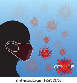 Coronavirus COVIT-19. Todesart des Virus 2019-nCoV. Ausbruch, Reisewarnkonzept. Das Virus greift die Atemwege an, birgt ein medizinisches Gesundheitsrisiko. Vektorillustration