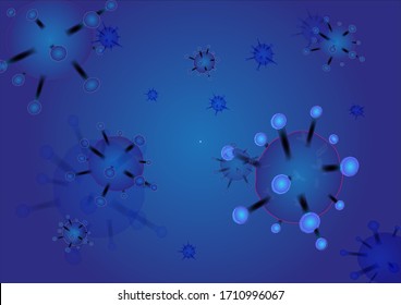 Coronavirus, covit-19 ,microbiology,dark blue background. vector