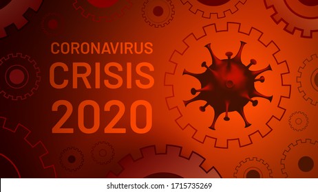 Crisis del Coronavirus 2020.Coronacrisis. Visualización conceptual de una recesión debido a la intervención del virus. La pandemia de Covid-19 está afectando a la economía mundial. El virus de la corona se debilita. Ilustración del vector