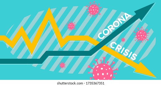 Coronavirus Crisis. Abstract vector concept of world finance crisis because coronavirus quarantine. Negative impact on trade market and global economy