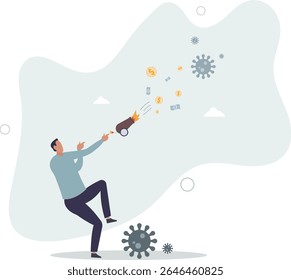 Plano de estímulo financeiro à crise do coronavírus, injeção de dinheiro pelo FED, QE Quantitative Easing (flexibilização quantitativa da QE) para ajudar a ajudar a economia no confinamento do coronavírus devido à Covid-19.