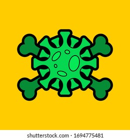 Coronavirus and crossbones Deadly danger sign. Pandemic. Global epidemic disease 2019-nCoV Novel 