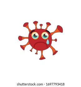 Coronavirus weint Emoticon flach Symbol. Einzelbildelement