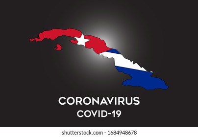 CoronaVirus in Cuba and Country flag inside Country border Map Vector Design. Covid-19 with Cuba map with national flag Vector Illustration.