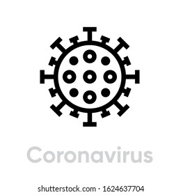Coronavirus, Danger Virus vector editable line