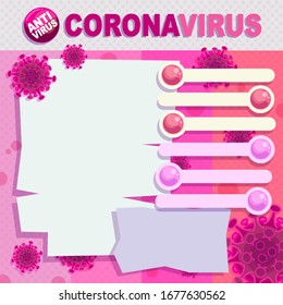 Coronavirus Data Template: Vector Illustration Background
Has a virus background
And there is a space for updating various information
Use for banner, media ,website